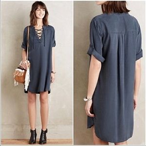 cloth & stone lace up chambray tunic dress